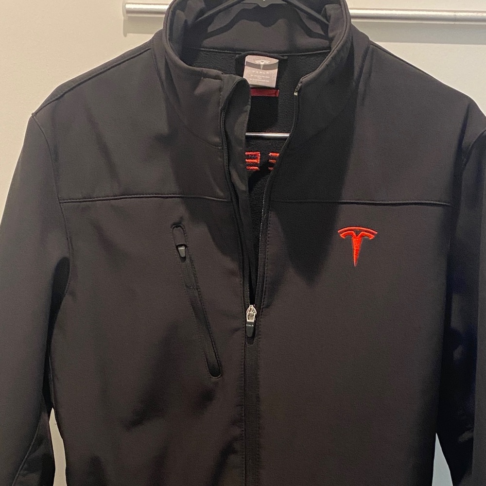 Tesla Men's Black Performance Jacket with Red Logo